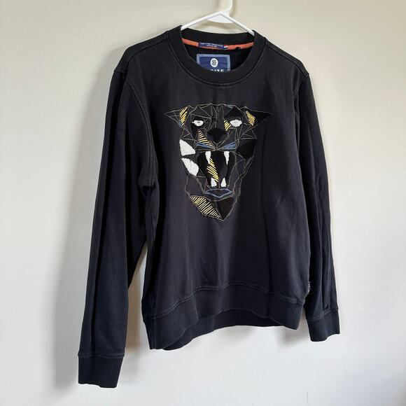 NOIZE AMSTERDAM Panther Sweatshirt Mens SMALL Black Crew Neck Long Sleeve - Picture 6 of 11